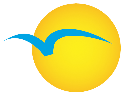 Yellow Sun with Blue Bird Logo