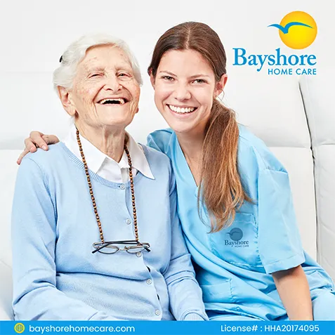 A Bayshore Home Health Care employee with her patient