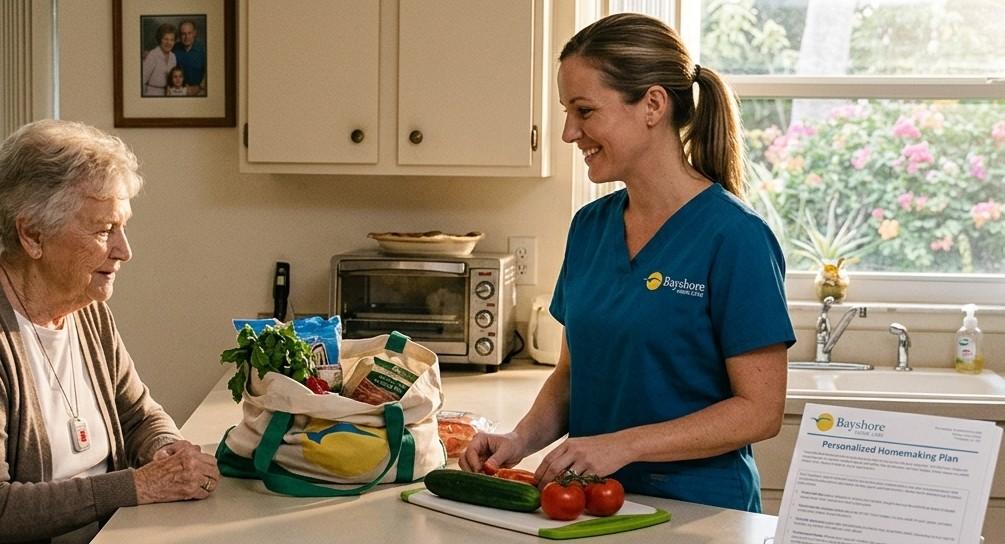 A meal being prepared as part of homemaker companionship service in St. Petersburg, FL